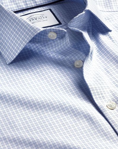 Chemise À Carreaux En Lin De Coton Sans Repassage Col Semi-Coupé - par - Charles Tyrwhitt - Modalova