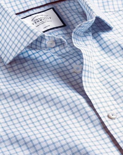 Chemise À Carreaux Richmond Weave À Col Italien Sans Repassage - Bleuet par - Charles Tyrwhitt - Modalova