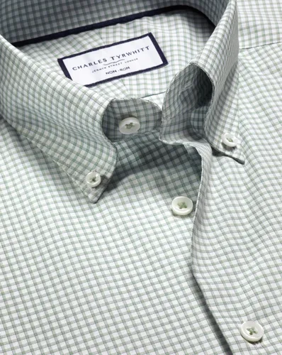 Chemise À Tissage Oxford Et Carreaux À Col Boutonné Sans Repassage - par - Charles Tyrwhitt - Modalova