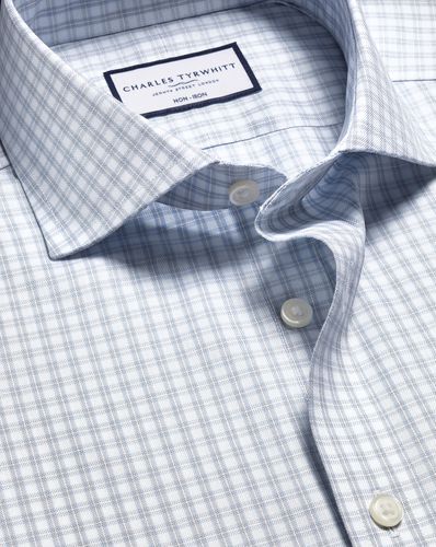 Chemise En Sergé À Carreaux Sans Repassage - Gris par - Charles Tyrwhitt - Modalova