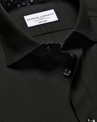 Chemise En Sergé À Bordure À Imprimé Floral Et Col Semi-Italien Sans Repassage - par - Charles Tyrwhitt - Modalova