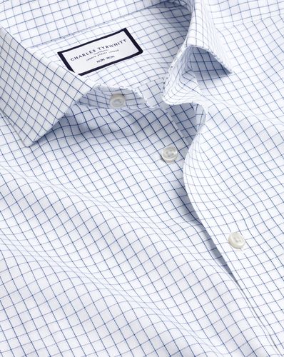 Chemise À Doubles Carreaux En Sergé À Col Italien Sans Repassage - par - Charles Tyrwhitt - Modalova