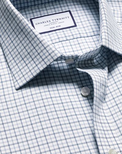 Chemise En Tissu Royal Oxford À Carreaux Et Col Italien Sans Repassage - Acier par - Charles Tyrwhitt - Modalova