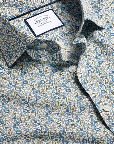 Chemise À Col Semi-Italien En Tissu Liberty - Acier par - Charles Tyrwhitt - Modalova