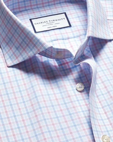 Chemise En Popeline À Col Italien Sans Repassage - Et Bleu Ciel par - Charles Tyrwhitt - Modalova