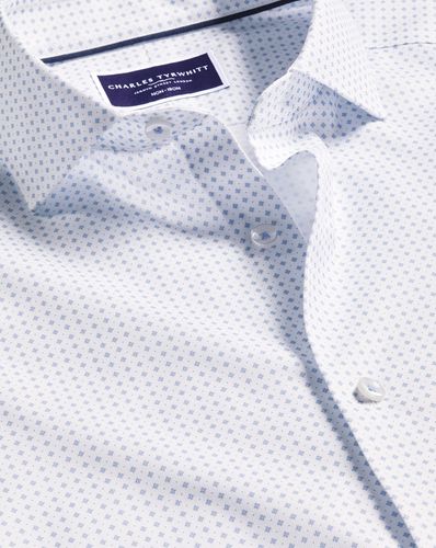 Chemise À Micro-Motif Géométrique En Sergé À Col Semi-Italien Sans Repassage - par - Charles Tyrwhitt - Modalova