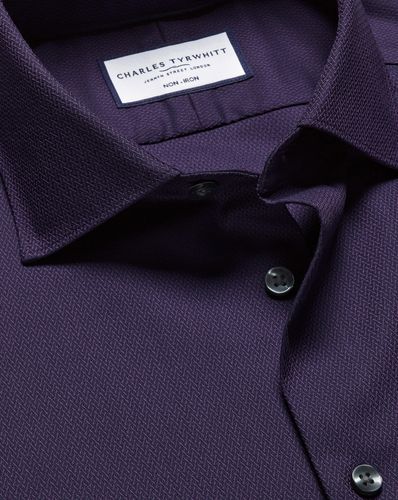 Chemise Extensible Texturée À Col Semi-Italien - par - Charles Tyrwhitt - Modalova