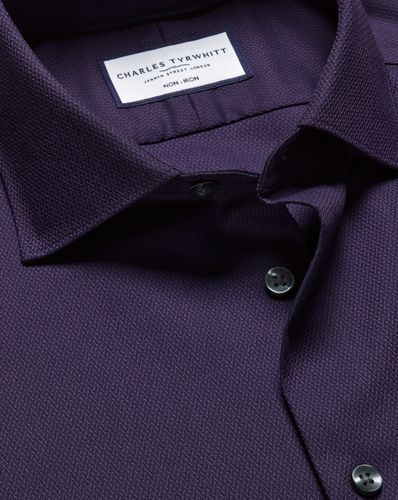 Chemise Extensible Texturée À Col Semi-Italien - par - Charles Tyrwhitt - Modalova