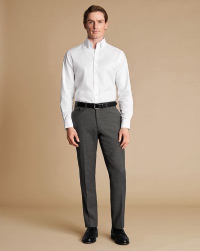 Pantalon Extensible En Laine À Motif Petit Pied-De-Poule - Ardoise par - Charles Tyrwhitt - Modalova