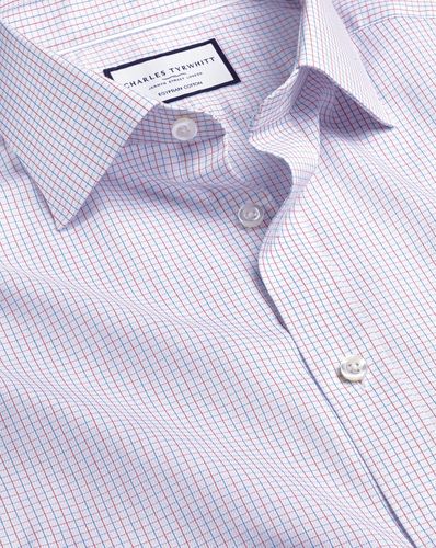 Chemise À Fins Carreaux En Coton Égyptien À Col Semi-Italien - par - Charles Tyrwhitt - Modalova