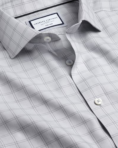 Chemise À Carreaux À Tissage Mayfair Et Col Italien Sans Repassage - Gris par - Charles Tyrwhitt - Modalova