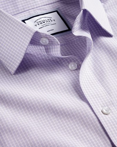 Chemise À Double Carreaux À Col Italien Sans Repassage - Foncé par - Charles Tyrwhitt - Modalova