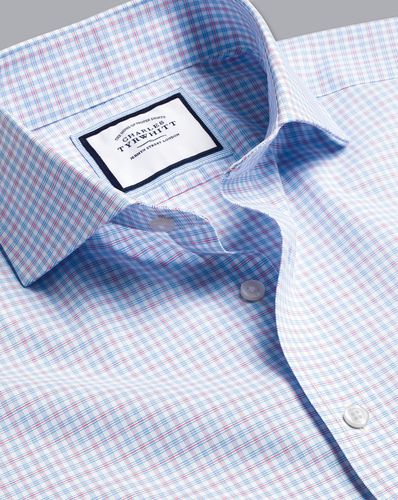 Chemise À Carreaux À Col Italien Sans Repassage - par - Charles Tyrwhitt - Modalova