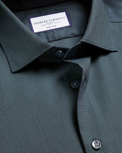 Chemise Texturée À Chevrons Extensible Sans Repassage - Bleu Sarcelle en par - Charles Tyrwhitt - Modalova