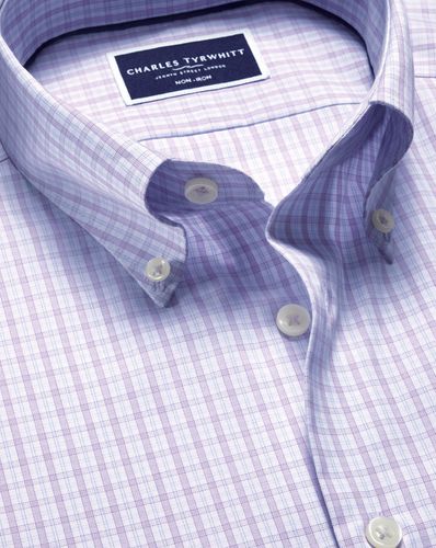 Chemise Oxford À Motif Quadrillé Et Col Boutonné Sans Repassage - Foncé par - Charles Tyrwhitt - Modalova