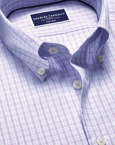 Chemise À Tissage Oxford Et Motif Quadrillé À Col Boutonné Sans Repassage - Foncé par - Charles Tyrwhitt - Modalova