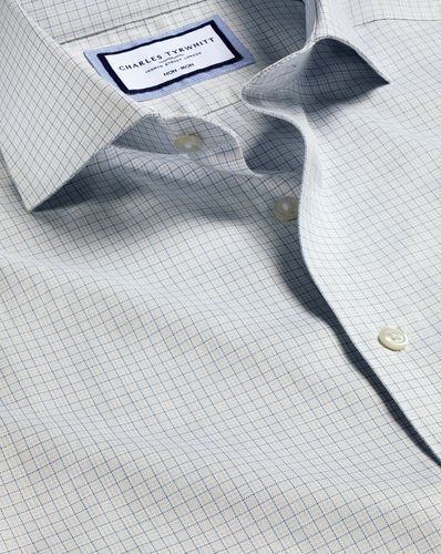 Chemise À Mini Carreaux Prince-De-Galles À Col Italien Sans Repassage - Gris par - Charles Tyrwhitt - Modalova