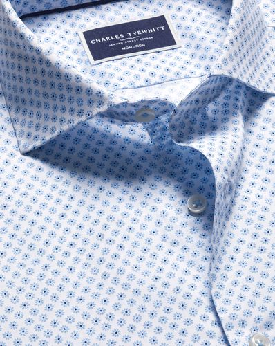 Chemise Extensible À Motif Marguerites À Col Semi-Italien Sans Repassage - par - Charles Tyrwhitt - Modalova