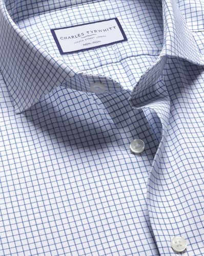 Chemise Performance En Sergé À Petits Carreaux Sans Repassage - Océan par - Charles Tyrwhitt - Modalova