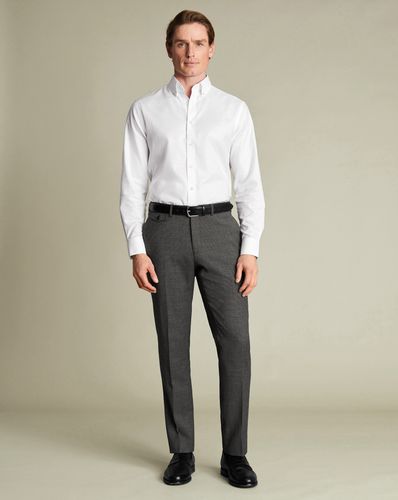 Pantalon Extensible En Laine À Motif Petit Pied-De-Poule - Ardoise par - Charles Tyrwhitt - Modalova