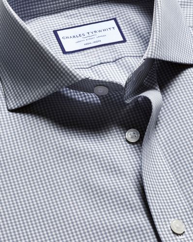 Chemise En Popeline À Mini Carreaux Vichy Et Col Italien Sans Repassage - par - Charles Tyrwhitt - Modalova