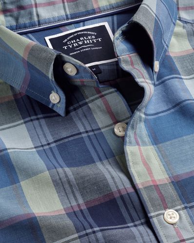 Chemise À Multi-Carreaux En Popeline Extensible À Col Boutonné Sans Repassage - par - Charles Tyrwhitt - Modalova