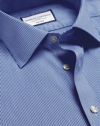 Chemise Pied-De-Poule À Col Classique Sans Repassage - Bleu Roi en par - Charles Tyrwhitt - Modalova