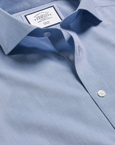 Chemise En Popeline À Col Italien Sans Repassage - Acier par - Charles Tyrwhitt - Modalova