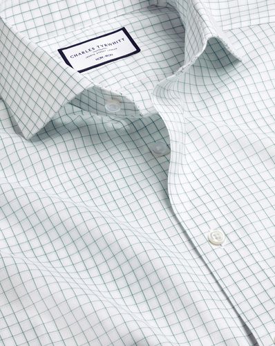 Chemise À Doubles Carreaux En Sergé À Col Italien Sans Repassage - Atlantique par - Charles Tyrwhitt - Modalova