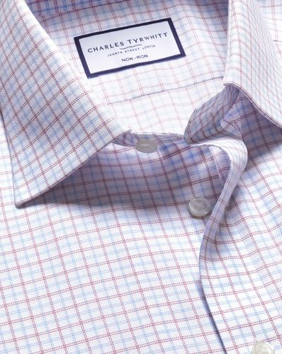 Chemise En Tissu Royal Oxford À Carreaux Et Col Italien Sans Repassage - Lie De Vin par - Charles Tyrwhitt - Modalova