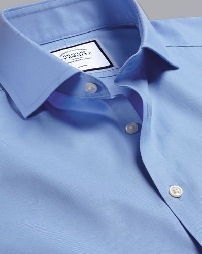 Chemise En Sergé À Col Italien Sans Repassage - Bleuet par - Charles Tyrwhitt - Modalova