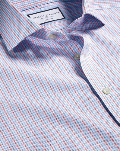 Chemise À Carreaux Lignes Fines À Col Italien Sans Repassage - par - Charles Tyrwhitt - Modalova