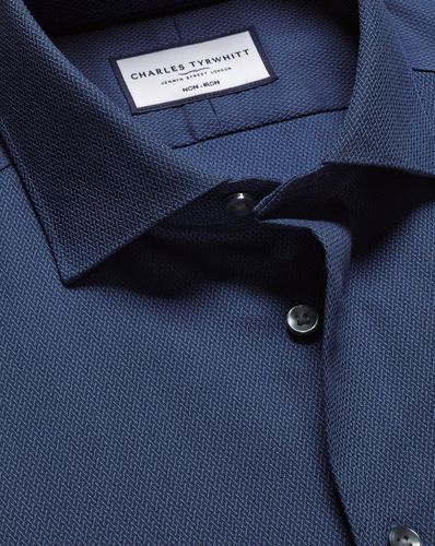 Chemise Extensible Texturée À Col Semi-Italien Sans Repassage - Jean par - Charles Tyrwhitt - Modalova