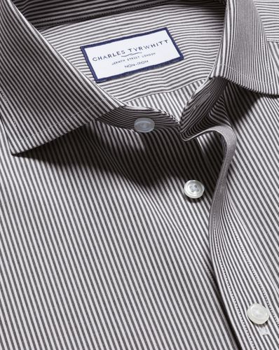 Chemise En Popeline À Rayures Bengale Et Col Italien Sans Repassage - par - Charles Tyrwhitt - Modalova