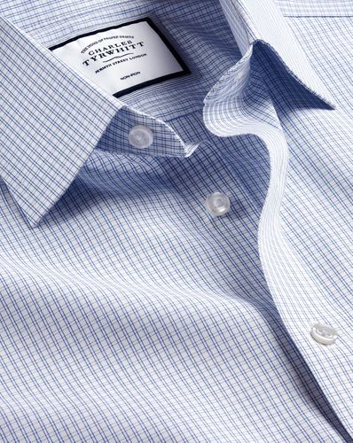 Chemise À Double Carreaux Sans Repassage À Col Classique - Cobalt par - Charles Tyrwhitt - Modalova