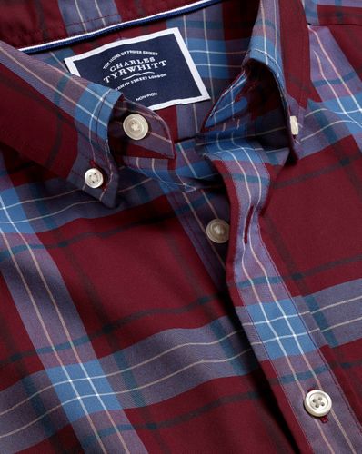 Chemise À Grands Carreaux En Popeline Extensible À Col Boutonné Sans Repassage - par - Charles Tyrwhitt - Modalova