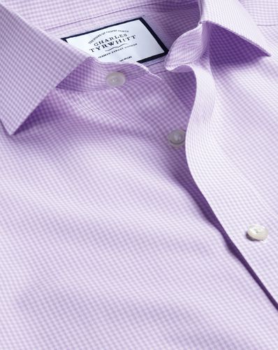 Chemise À Mini Carreaux À Col Italien Sans Repassage - Mauve Violet par - Charles Tyrwhitt - Modalova