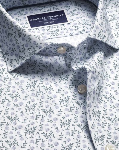 Chemise Extensible À Motif Floral À Col Semi-Italien Sans Repassage - par - Charles Tyrwhitt - Modalova