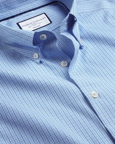 Chemise Oxford À Carreaux Et Col Boutonné Sans Repassage - Bleuet par - Charles Tyrwhitt - Modalova