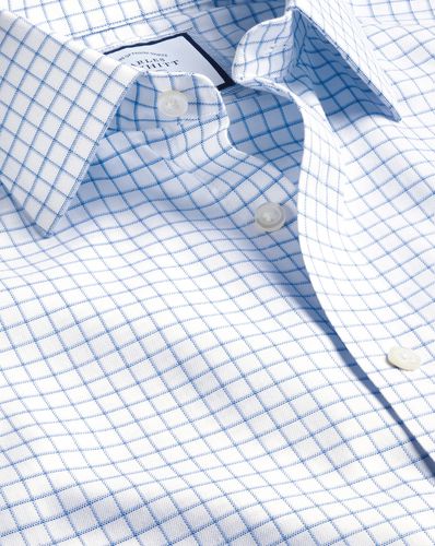 Chemise À Carreaux En Sergé Fin Avec Effet Ombre Sans Repassage - Bleuet par - Charles Tyrwhitt - Modalova