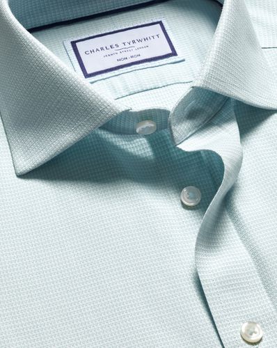 Chemise Extensible À Tissage Kensington Et Col Italien Sans Repassage - Vert D'eau en par - Charles Tyrwhitt - Modalova