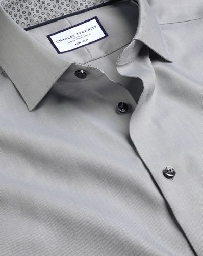 Chemise En Sergé À Col Semi-Italien Et Finition Imprimée - par - Charles Tyrwhitt - Modalova