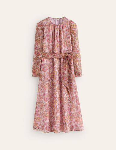 Robe midi à manches blousantes en soie - Boden - Modalova