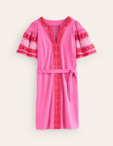 Robe courte brodée en jersey - Boden - Modalova