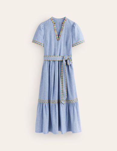 Robe midi brodée en coton - Boden - Modalova