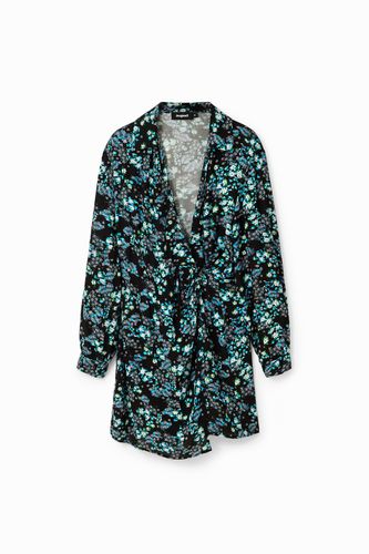 Robe courte croisée fleurs - Desigual - Modalova