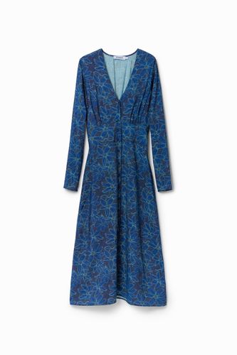 Robe-chemise midi fleurs - Desigual - Modalova