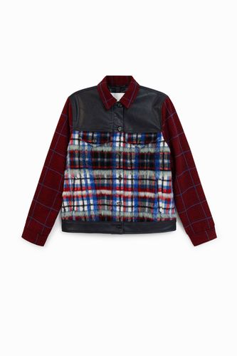 Veste tartan fourrure - Desigual - Modalova