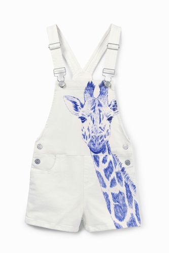Salopette en jean blanche à girafe - Desigual - Modalova