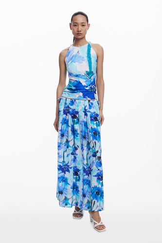 Jupe midi évasée à fleurs - Desigual - Modalova